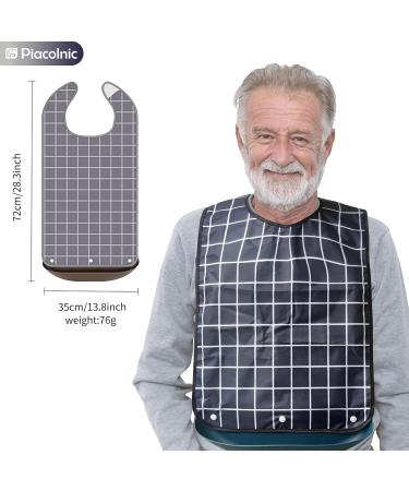 Adult Bib 3 Pcs Adult Bibs for Seniors Reusable Clothing Protector with Crumb Catcher for Eating Washable Waterproof Large Feeding Adult Bibs for Men Women Elderly Senior - Buy Online on SooperMarket.com