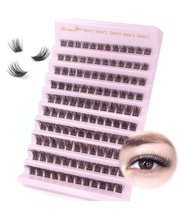 Parriparri Cluster Lashes DIY Lash Extensions 120Pcs Individual Lashes Volume False Eyelashes Extensions Wispy Lashes Fluffy Cluster DIY at Home (8-16MM MIX) W51