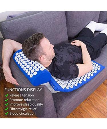 Tesion Acupressure Mat and Pillow Set Massager Cushion Ideal for Back/Neck Pain Relief and Muscle Relaxation Relieves Stress and Sciatic Pain. Bule - Buy Online on SooperMarket.com