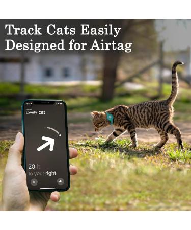Oopsdoggy Leather Airtag Cat Collar with Bell | Durable GPS Pet Collar for Cats & Small Dogs | Light & Stylish Design (Aquamarine) - Buy Online on SooperMarket.com
