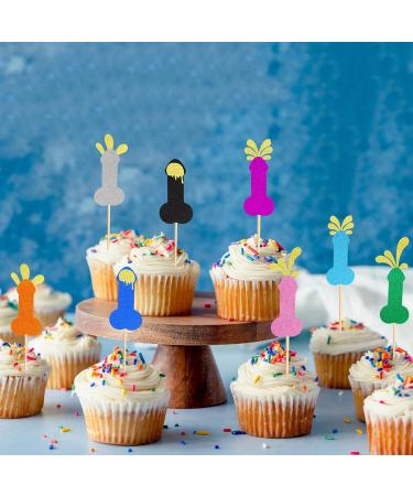 Arthsdite 24Pcs Bachelorette Cupcake Toppers Hen Funny Party Cake Pick Decorations for Wedding Engagement Bachelorette Birthday Party Cake Decorations Supplies - Multi-color Glitter - Buy Online on SooperMarket.com
