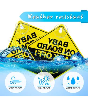 Bewudy 2 PCS Baby on Board Car Warning Sign with Suction Cups - Reusable Yellow Baby in Car Sticker (Back Off) - Eye-catching Safety Decal for Vehicles - Buy Online on SooperMarket.com