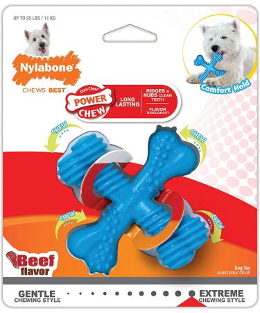 Nylabone Power Chew X-Shaped Bone Beef for Adult Dog Tough Chewers - Small/Regular Size - Buy Online on SooperMarket.com