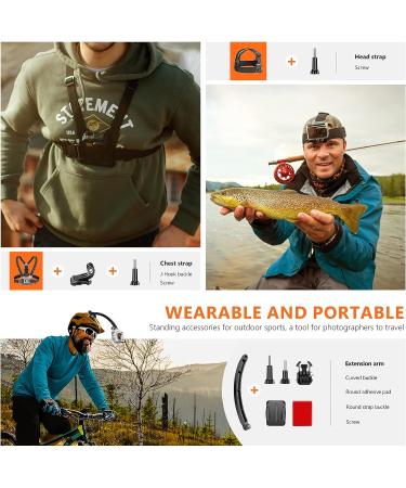 50-in-1 Action Camera Accessories Kit for GoPro, Insta360, DJI, Xiaomi, APEMAN, AKASO, Campark - Upgraded Bundle for Hero 11/10/9/8/7/6/5/4, Max, Fusion - Buy Online on SooperMarket.com