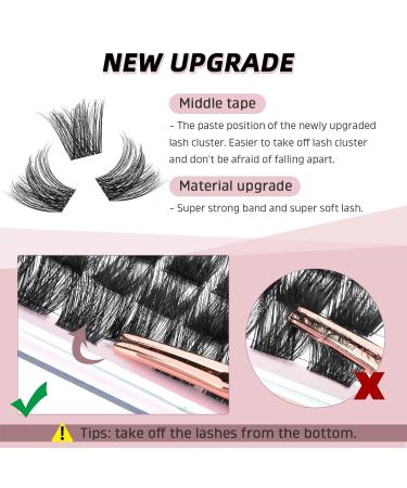 DIY Eyelash Extension Kit - 144 Thin Band Cluster Lashes + 72 3D Multiple Layers Clusters - 10-16mm Wispy Lash Cluster - Buy Online on SooperMarket.com
