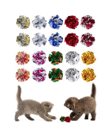 Molain Cat Crinkle Ball Toys 20 Pieces Colorful Cat Toy Balls Cat Play Toy Indoor Cats Interactive Ball Toy Large Ball Toy for Cat Kitten 6 cm/2.36 inch