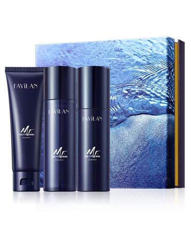 Skin Care Gift Set For Men - Cleanser Toner Moisturizing Lotion Face Care Set - Hydrates Moisturizes Oil Controls Deep Cleanses And Refines Pores Men's Gift Set For Valentine Birthday Christmas
