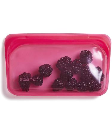 Stasher Reusable Silicone Food Bag Snack Size Small Raspberry 9.9 fl oz (293.5 ml)
