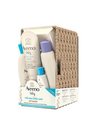 Aveeno Baby Welcome Little One Gift Basket - Baby Skincare Set with Body Wash, Shampoo, Bath Wash, Wipes, and Lotion - Buy Online on SooperMarket.com