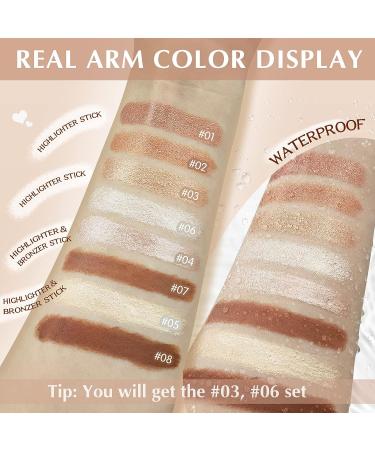 LSxia 2Pcs Highlighter & Contour Stick Makeup Kit - Water-proof, Long Lasting Illuminator & Bronzer Stick for Face Contouring - Buy Online on SooperMarket.com