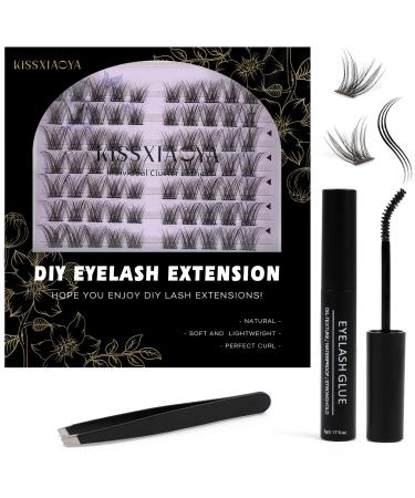 Individual Lashes Extension Kit 70 Wide-Stem 9-14mm Mix False Eyelashes with Lash Glue and Applicator DIY Soft Natural Portable Cluster Lashes Extensions Kit at Home/Outing(9-14mm A05 Light Suit) 1 count (Pack of 1) A05 Light Suit
