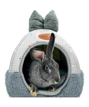 XMPEKO Guinea Pig Bed and Hideout Soft Warm Rabbit Bed House for Small Animal Hamster Ferret Bunny Chinchilla Hedgehog Gray 30cm*30cm*35cm(L*W*H)