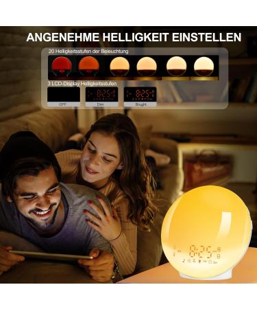 Buy Togaga Light Alarm Clock - Sunrise Sunset Simulation Dual Alarms 11 Colors & 7 Natural Sounds - Perfect Bedside Lamp for Adults - Buy Online on SooperMarket.com