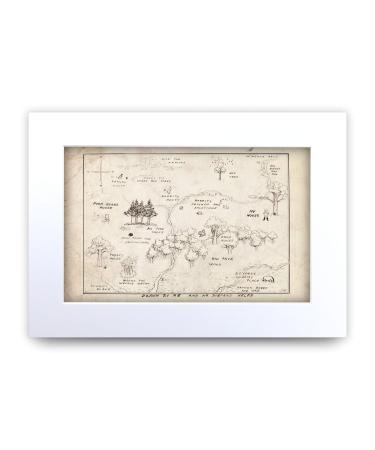 HWC Trading Winnie the Pooh Map A4 Printed 100 Aker Wood Nursery Print Baby Shower Room Gifts New Born Bedroom Gift Print Photo Picture Display (Unframed) Map