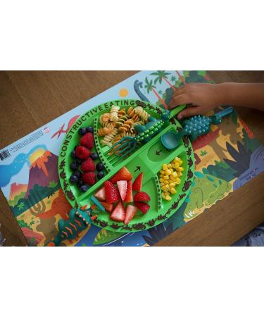 Made in USA Dinosaur Combo: Utensil Set, Plate, Placemat for Toddlers, Infants, Babies & Kids - Safety Tested Materials - Buy Online on SooperMarket.com