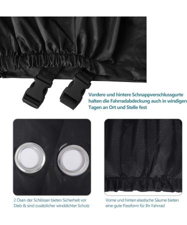Dokon Waterproof Bicycle Cover - High-Quality 420D Oxford Tarpaulin for 1-2 Bikes | Protective Garage Cover with Storage Bag - 200x70x110cm - Black - Buy Online on SooperMarket.com