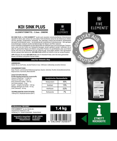 Buy Five Elements Koi Sink Plus 1.4 kg - Optimal Spring Feed for Healthy Koi | Premium Quality Ingredients - Buy Online on SooperMarket.com