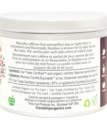 Friendship Organics Vanilla Rooibos Tea Bags Organic and Fair Trade Herbal 22 Count 22 Count (Pack of 1) - Buy Online on SooperMarket.com