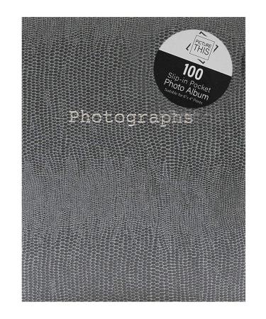 Picture This Tallon Snake Skin 6x4 Photo Album Memo Slip in Holds 100 Photos (Grey)