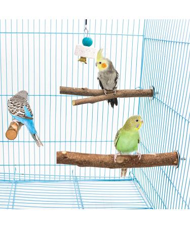 4 Pack Natural Wood Bird Perch for Bird Cages - Parrot Stand Platform Exercise Toys - Cage Accessories for Budgies, Cockatiel, Conure, Parakeet - Paw Grinding Stick Perch Stand - Buy Online on SooperMarket.com
