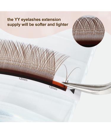ACTROL YY Brown D Curl 0.07mm 8-15mm Eyelash Extensions - Y Shaped Premade Soft Lashes for Easy Volume - Brown/0.07D8-15mm - Buy Online on SooperMarket.com