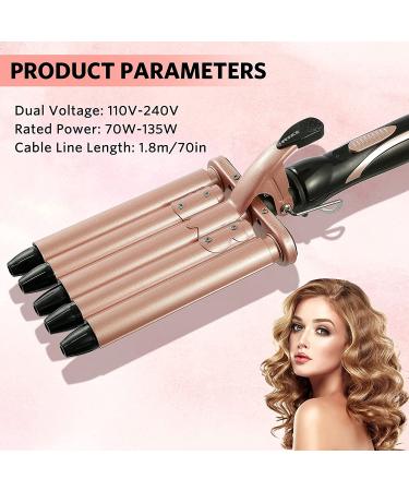 5 Barrel Curling Iron Wand Hair Waver - Ceramic Tourmaline, 0.6 Inch, Temperature Adjustable - Buy Online on SooperMarket.com
