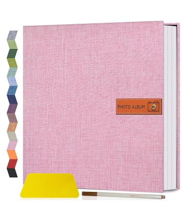 Popotop Large Photo Album Self Adhesive 4x6 5x7 8x10 Scrapbook Album DIY 40 Pages Picture Book,Gifts for Mom,Family Baby and Wedding,with Metal Pen and Plastic Board 11.5"x10.6"40pages Pink