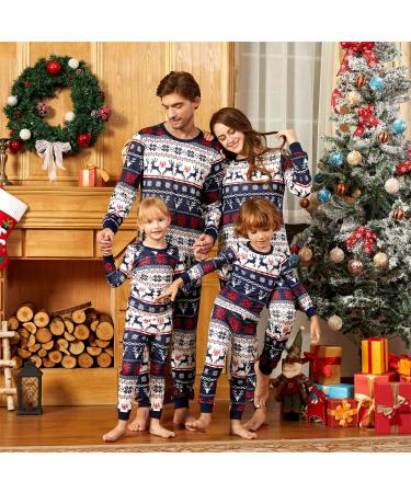 PatPat Family Christmas PJs Matching Sets - Reindeer & Snowflake Patterned Sleepwear for Couples & Kids (8-9 Years) - Royal Blue - Buy Online on SooperMarket.com