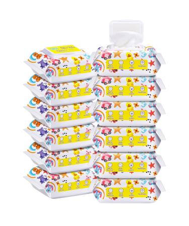 Baby Wipes - HAPPY BUM Saline Baby Wipes, Hypoallergenic, Unscented, 360 Count (12 Packs of 30 Wipes) Saline Nose and Face Wipes