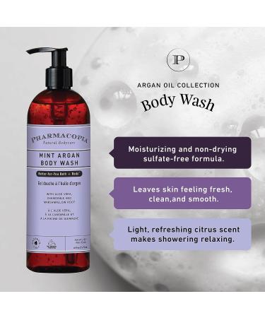 Pharmacopia Mint Argan Body Wash - 16 oz | Organic Vegan Shower Gel for Men & Women - Buy Online on SooperMarket.com