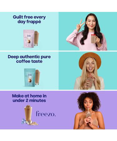 Freezochino Lite Iced Coffee Frappe Latte - No Sugar Added 155 Cal - 1 Lb Bag - Makes 8-10 Servings - Instant Coffee Drink Mix for Blended Frappes - Serve Cold - Buy Online on SooperMarket.com