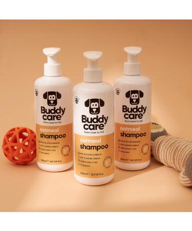 BuddyCares Oatmeal Dog Shampoo - Soothing & Moisturizing for Irritated Skin with Aloe Vera & Pro-Vitamin B5 (500ml x3) - International Shipping Available - Buy Online on SooperMarket.com