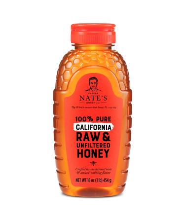 Nature Nate's 100% Pure Raw & Unfiltered Honey, Squeeze Bottle All-natural Sweetener, No Additives, California, 16 Oz 1 Pound (Pack of 1)