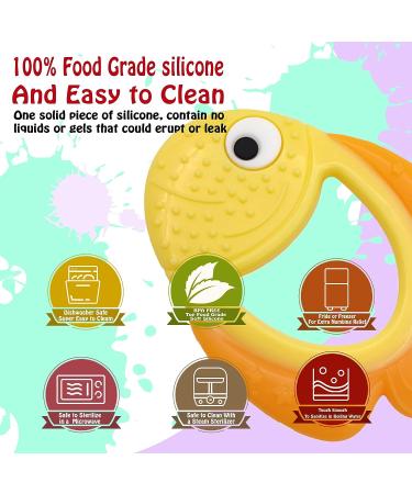 Golden Fish Baby Teething Toy - Food Grade Silicone Teether Ring for Babies 0-12 Months | Soft-Textured Infant Toy for Teething Relief & Brain Development - Buy Online on SooperMarket.com