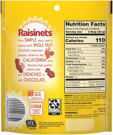 Raisinets Milk Chocolate Covered California Raisins Movie Theater Reclosable Bag - 8 Oz 8 Pack - Buy Online on SooperMarket.com