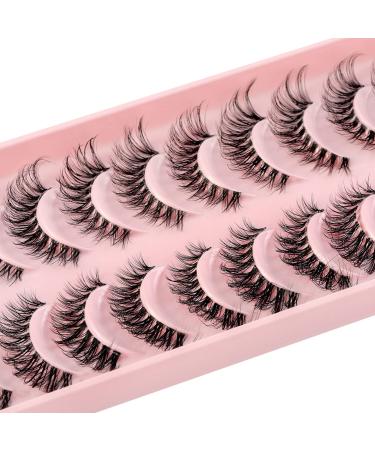 3D false eyelashes natural eyelashes pure handmade natural look fluffy artificial eyelashes multipack strip lashes 10 pairs (Hy25)