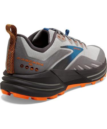 Brooks Cascadia 16 Men's Trail Running Shoe - Oyster Mushroom/Alloy/Orange - Size 12 - Buy Online on SooperMarket.com