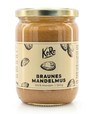 Koro - almond brown 500 g - without added sugar* and salt - 100% unpeated & roasted almonds - nut cream without additives 500 g (1 Pack)