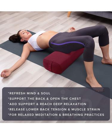 Premium Simian Yoga Bolster Pillow - Supportive Rectangular Cushion with Velvet Cover - Washable & Skin-Friendly - Ideal for Restorative & Yin Yoga - Burgundy - Buy Online on SooperMarket.com
