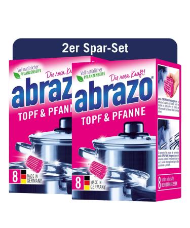 Abrazo pot & pan - 16 cleaning pillows 2x8 pieces for pots & kitchen flush with vegan plant soap kitchen sponge cleaning sponge 2 packs of 8 pieces.