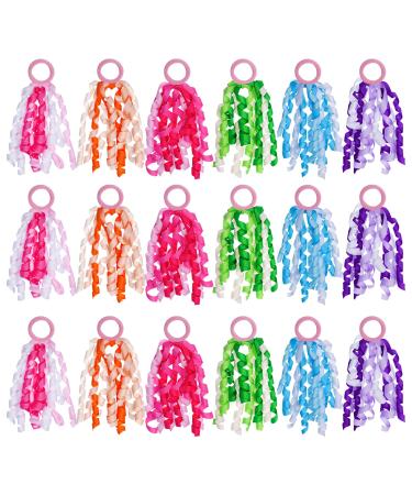 Sucrain 18 PCS Girls Hair Ribbons Ties Colorful Elastic Curly Boutique Hair Band Toddlers Girls Kids Children Ponytail Holders