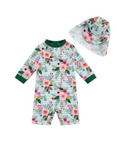 upandfast Baby Girls Swimsuit Baby Swimming Costume UV Baby Girls' Swimwear with Snap Bottom UPF 50+ Sun Protection 12-18 Months Pink Flower