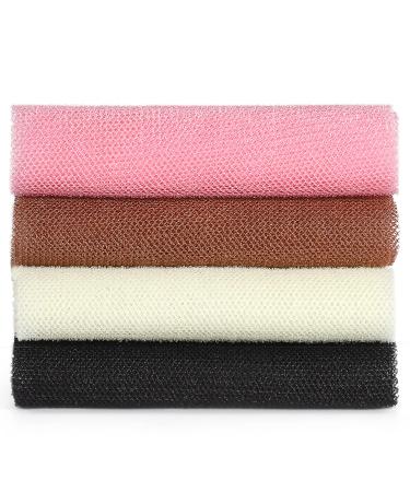 African Exfoliating Net JASSINS African Sponge Net Body Exfoliating Long Net Shower Body Scrubber Back Scrubber Skin Smoother (4 Pieces)