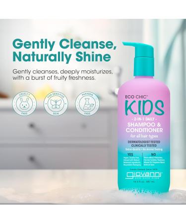 GIOVANNI Eco Chic Kids 2 in 1 Shampoo & Conditioner - Vegan Gentle Formula for All Hair Types - 16.4 Fl Oz - Best Kids Shampoo & Conditioner - Buy Online on SooperMarket.com