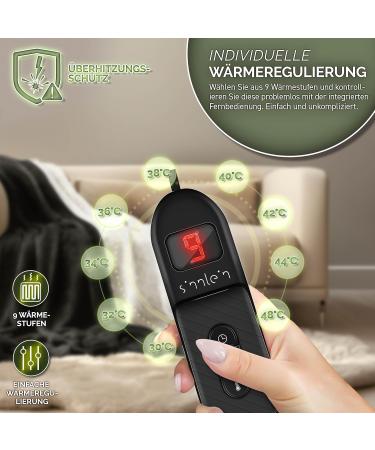 Sinnlein Electric Heating Ceiling 160x120cm - T V S d GS Certified | 9 Temperature Levels | Automatic Switch-Off | Cuddly Blanket for Bed & Sofa | Digital Timer Display - Buy Online on SooperMarket.com