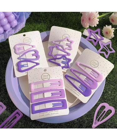 15 PCS Star Hair Clips - Non-Slip Metal Barrettes for Girls in Purple Geometric Pattern - Buy Online on SooperMarket.com