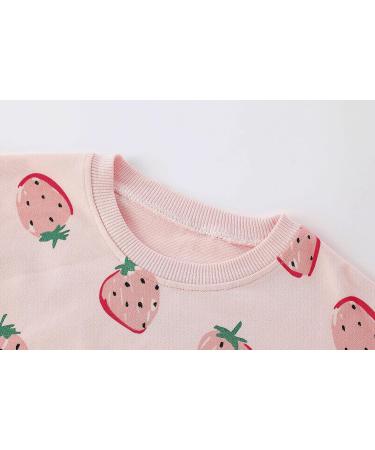 Girls Cotton Sweatshirt - Long Sleeve Casual Jumper for Kids | Toddler Clothes Age 4-5 Years | Strawberry Design - Buy Online on SooperMarket.com