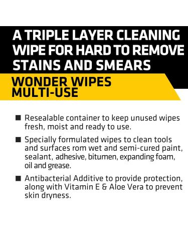 Everbuild Wonder Wipes Multi-Use Cleaning Wipes - 100 Wipes | For Building Trade, Hands, Tools & Surfaces - Specially Formulated (Red) - Buy Online on SooperMarket.com