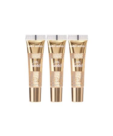 Ruby Kisses 24K Gold Oil Lip Gloss (3 Count, Gold) 0.33 Fl Oz (Pack of 3) Gold & Rose Gold