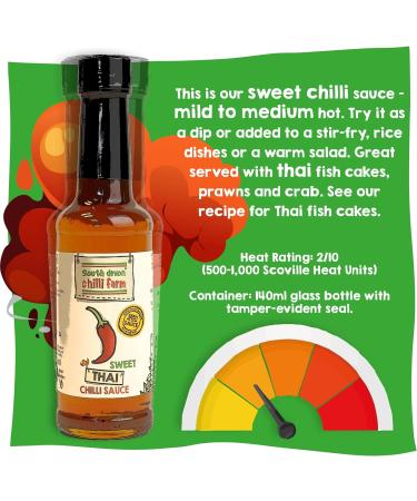 South Devon Chilli Farm Thai Sweet Chilli Sauce | Mild to Medium-Hot Versatile Sauce for Dips Stir-Frys and Salads Gluten Free Vegan Friendly - Case of 6 140ml Bottles - Buy Online on SooperMarket.com